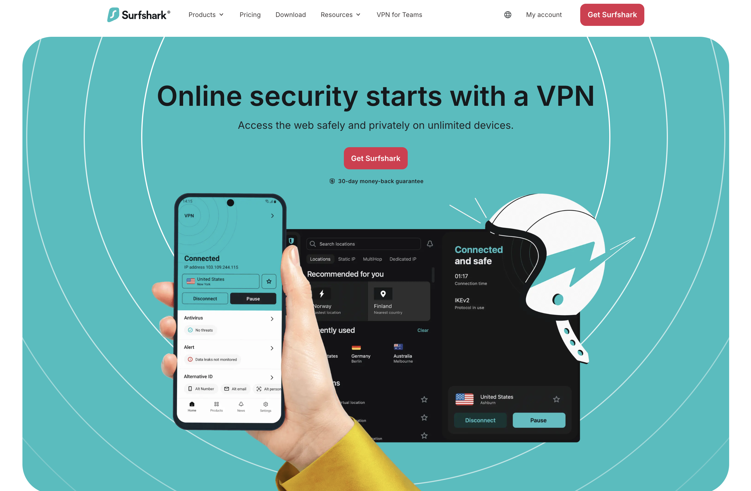 Surfshark VPN app interface screenshot